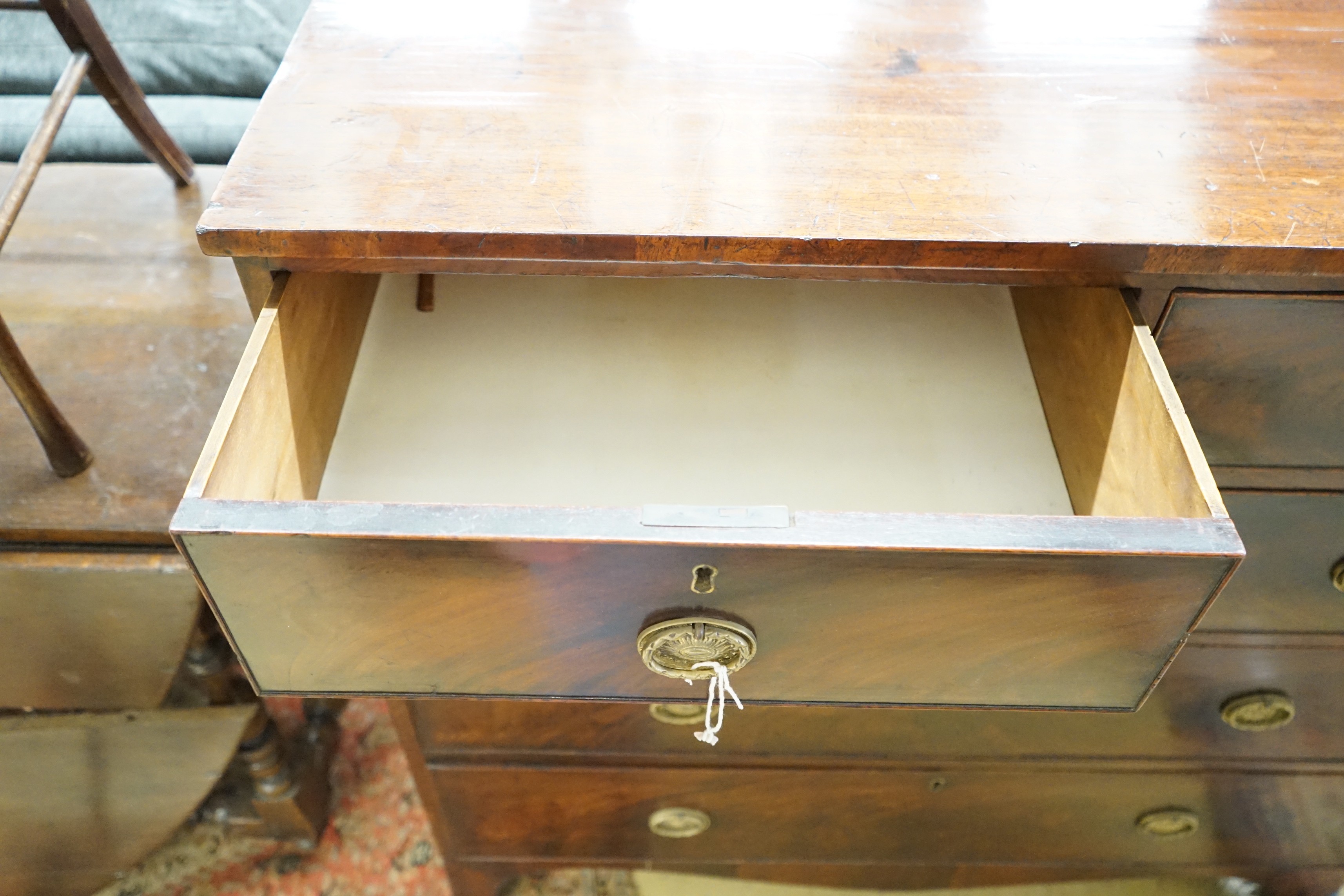 A Regency mahogany chest, width 108cm, depth 49cm, height 106cm